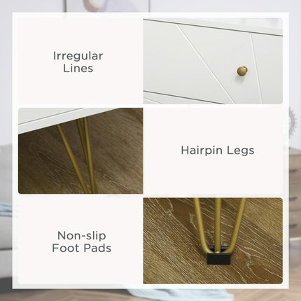 4-Drawer Modern Chest of Drawers with Hairpin Legs - White