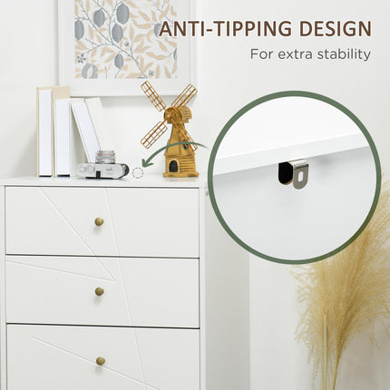 4-Drawer Modern Chest of Drawers with Hairpin Legs - White