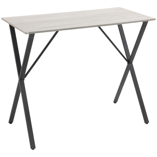 120 cm Rectangular Bar Table for 4 with Marble Effect Top and Steel Legs - White