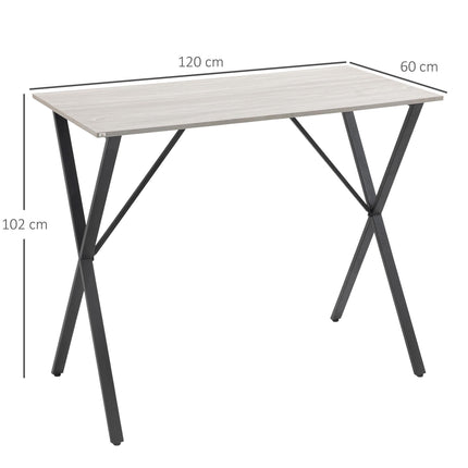 120 cm Rectangular Bar Table for 4 with Marble Effect Top and Steel Legs - White