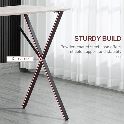 120 cm Rectangular Bar Table for 4 with Marble Effect Top and Steel Legs - White