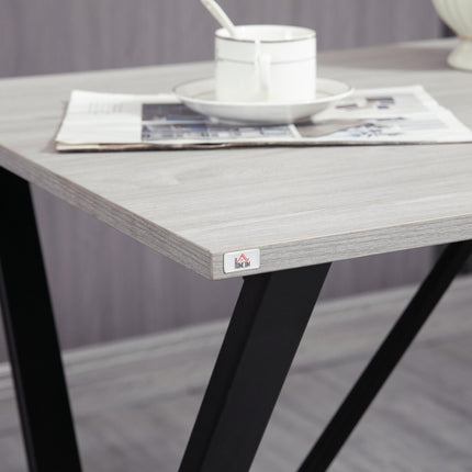 120 cm Rectangular Bar Table for 4 with Marble Effect Top and Steel Legs - White