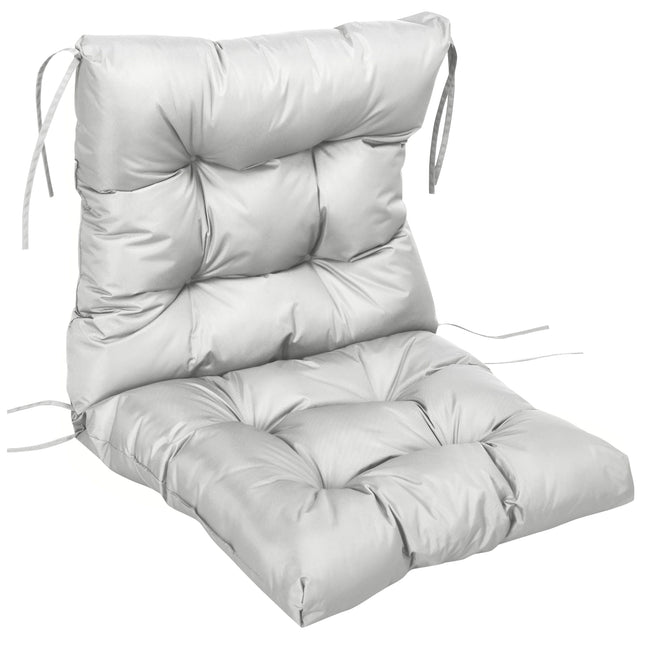 Garden Back Chair Cushion with Backrest for Indoor & Outdoor Seating - Light Grey