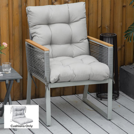 Garden Back Chair Cushion with Backrest for Indoor & Outdoor Seating - Light Grey