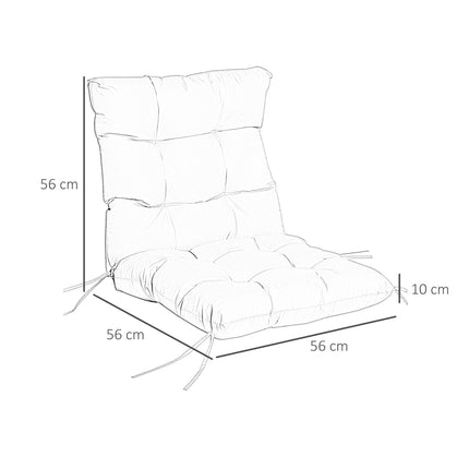 Garden Back Chair Cushion with Backrest for Indoor & Outdoor Seating - Light Grey