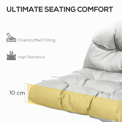 Garden Back Chair Cushion with Backrest for Indoor & Outdoor Seating - Light Grey