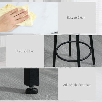 Three-Piece Marble-Effect Bar Table and Stools Set - White/Black