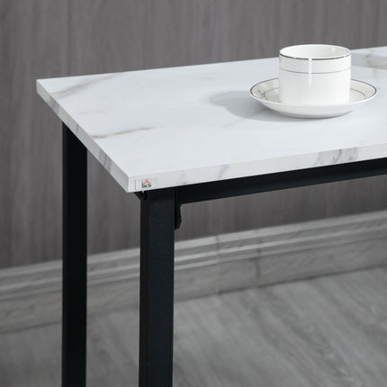 Three-Piece Marble-Effect Bar Table and Stools Set - White/Black