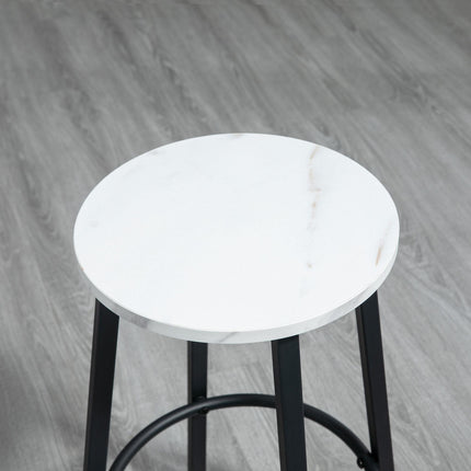 Three-Piece Marble-Effect Bar Table and Stools Set - White/Black