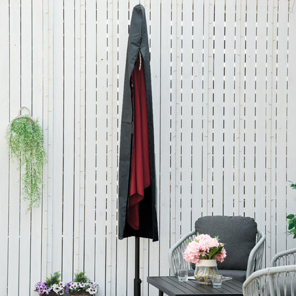 Patio Cantilever Parasol Cover with Zipper and Rod - Dark Grey