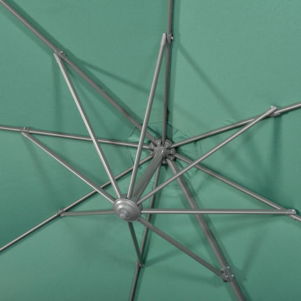 3 Metre Cantilever Parasol with Tilt, 360° Rotation & Cross Base - Green
