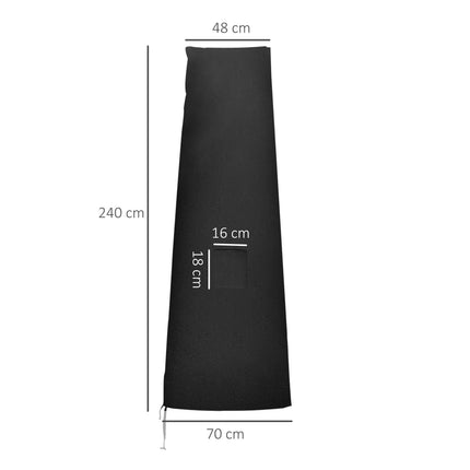 Waterproof Garden Parasol Cover 300D Oxford Fabric 6.6ft - Black