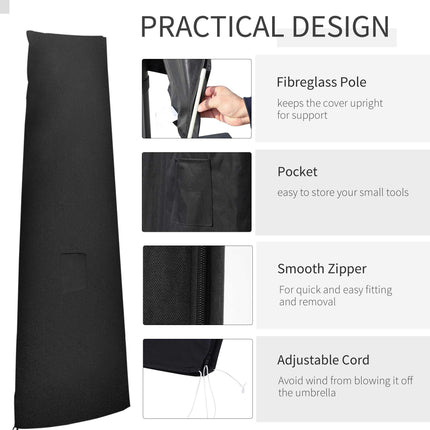 Waterproof Garden Parasol Cover 300D Oxford Fabric 6.6ft - Black