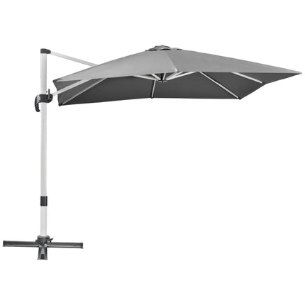3 Metre Aluminium Frame Cantilever Parasol Set with Crank Handle - Grey
