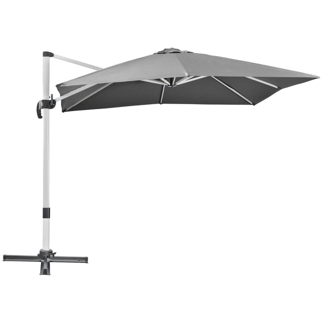 3 Metre Aluminium Frame Cantilever Parasol Set with Crank Handle - Grey
