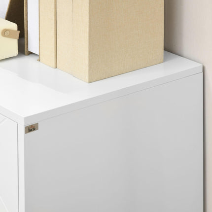 Slim Storage Cabinet Sideboard with Adjustable Shelves and Golden Hairpin Legs - White