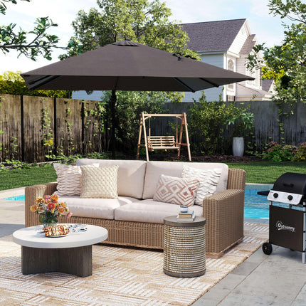 2.5 x 2.5m Cantilever Patio Parasol with Crank Handle and Cross Base - Grey