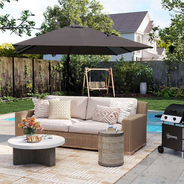 2.5 x 2.5m Cantilever Patio Parasol with Crank Handle and Cross Base - Grey