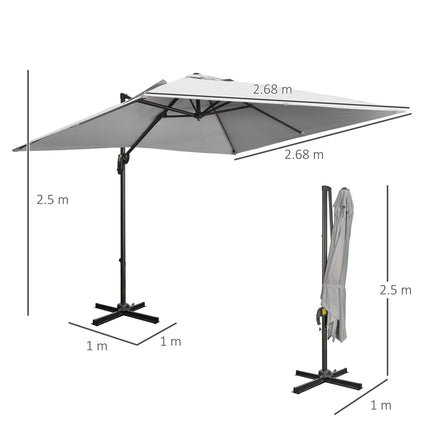 2.7 Metre Aluminium Frame Cantilever Parasol with Grey Canopy - Grey