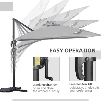 2.7 Metre Aluminium Frame Cantilever Parasol with Grey Canopy - Grey