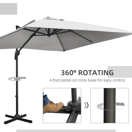 2.7 Metre Aluminium Frame Cantilever Parasol with Grey Canopy - Grey