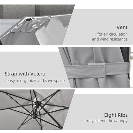 2.7 Metre Aluminium Frame Cantilever Parasol with Grey Canopy - Grey