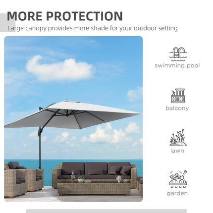 2.7 Metre Aluminium Frame Cantilever Parasol with Grey Canopy - Grey