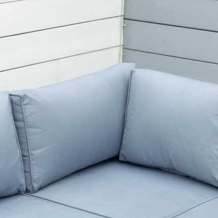 5-Seater Rattan Garden Furniture Set with Corner Sofa, Loveseat, Coffee Table & Cushions - Grey