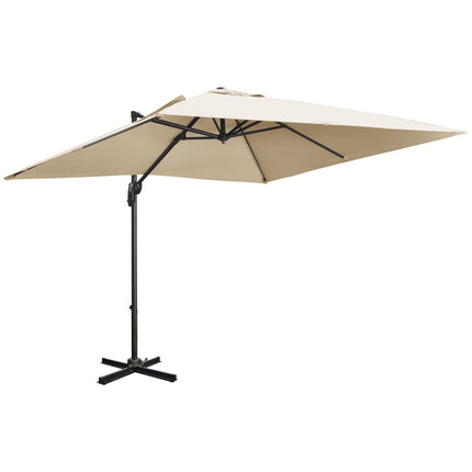 2.7m Cantilever Parasol Set with Aluminium Frame & Crank Handle - Cream White
