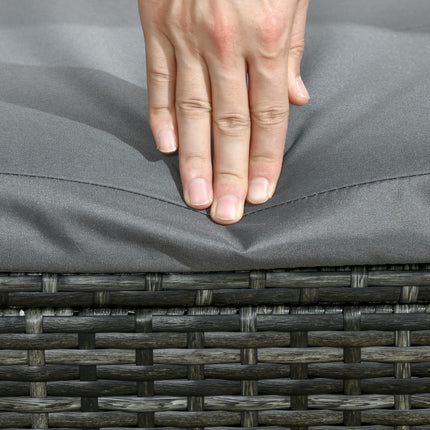 Adjustable Rattan Sun Lounger with Padded Cushion - Grey
