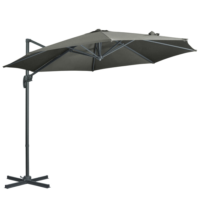 3 Meter Cantilever Parasol with 360° Rotation and Crank Handle - Grey