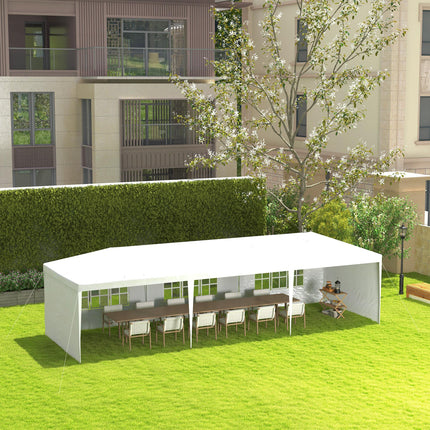 9 Metre Garden Gazebo Canopy with Removable Walls 3x9m - White