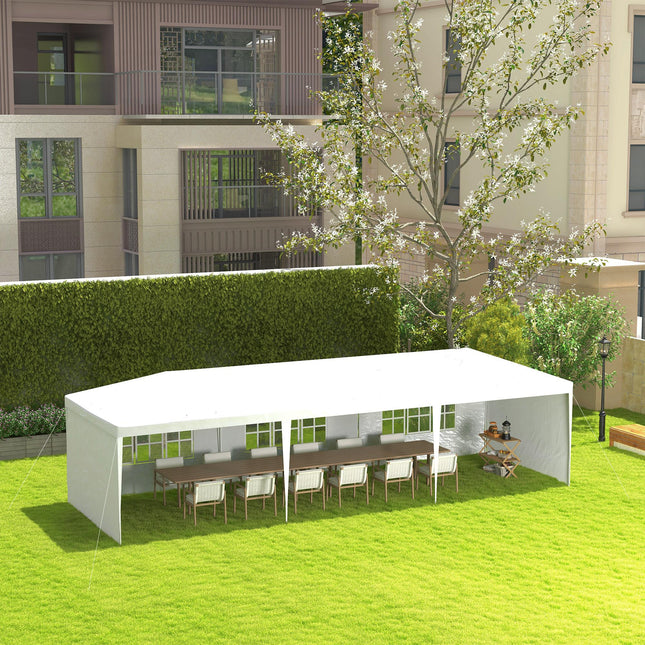 9 Metre Garden Gazebo Canopy with Removable Walls 3x9m - White