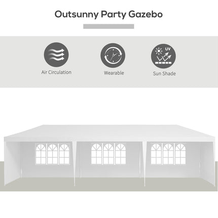 9 Metre Garden Gazebo Canopy with Removable Walls 3x9m - White