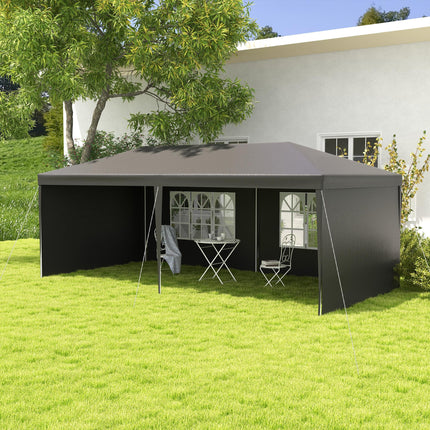 6 x 3 Metre Outdoor Party Tent Gazebo with Windows and Panels - Dark Grey