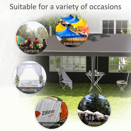 6 x 3 Metre Outdoor Party Tent Gazebo with Windows and Panels - Dark Grey
