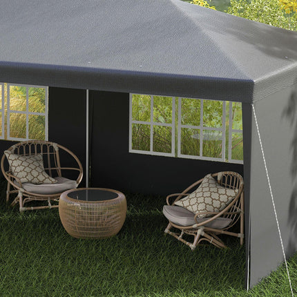 6 x 3 Metre Outdoor Party Tent Gazebo with Windows and Panels - Dark Grey