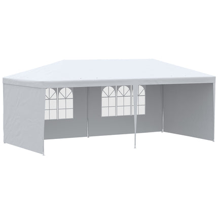 6 x 3 m Party Tent Gazebo Marquee with Windows and Side Panels - White