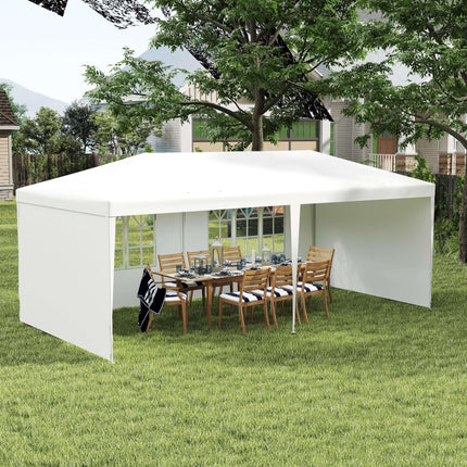 6 x 3 m Party Tent Gazebo Marquee with Windows and Side Panels - White