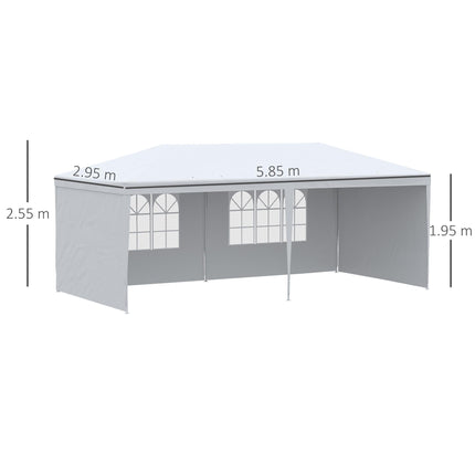 6 x 3 m Party Tent Gazebo Marquee with Windows and Side Panels - White
