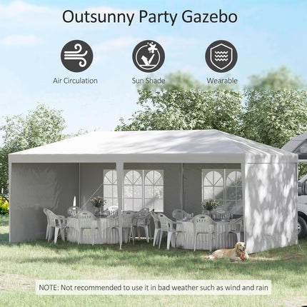 6 x 3 m Party Tent Gazebo Marquee with Windows and Side Panels - White