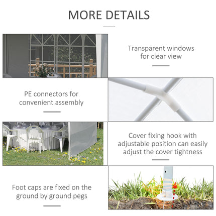 6 x 3 m Party Tent Gazebo Marquee with Windows and Side Panels - White