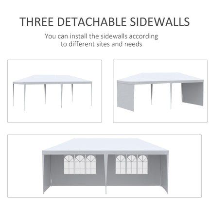 6 x 3 m Party Tent Gazebo Marquee with Windows and Side Panels - White