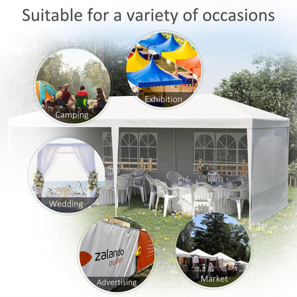 6 x 3 m Party Tent Gazebo Marquee with Windows and Side Panels - White