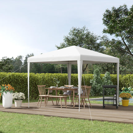 2.7m x 2.7m Garden Gazebo Party Marquee Tent with Steel Frame - White