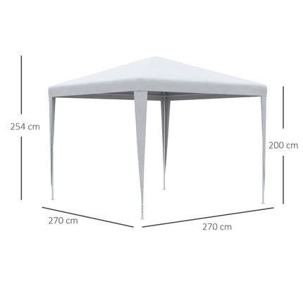 2.7m x 2.7m Garden Gazebo Party Marquee Tent with Steel Frame - White