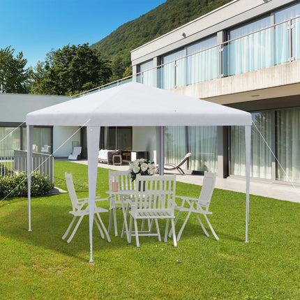 2.7m x 2.7m Garden Gazebo Party Marquee Tent with Steel Frame - White