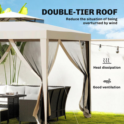 3 x 3 m Gazebo, Netting Party Tent, Patio Canopy Outdoor Event Shelter with Doub
