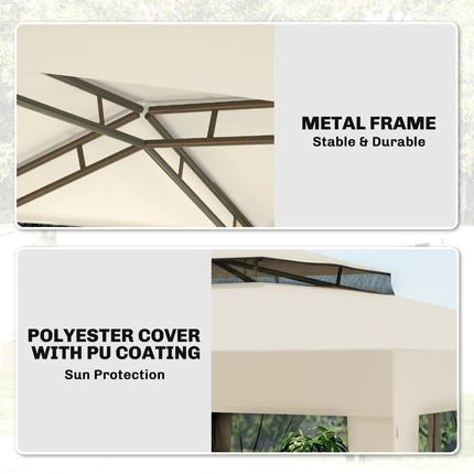 3 x 3 m Gazebo, Netting Party Tent, Patio Canopy Outdoor Event Shelter with Doub