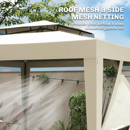 3 x 3 m Gazebo, Netting Party Tent, Patio Canopy Outdoor Event Shelter with Doub